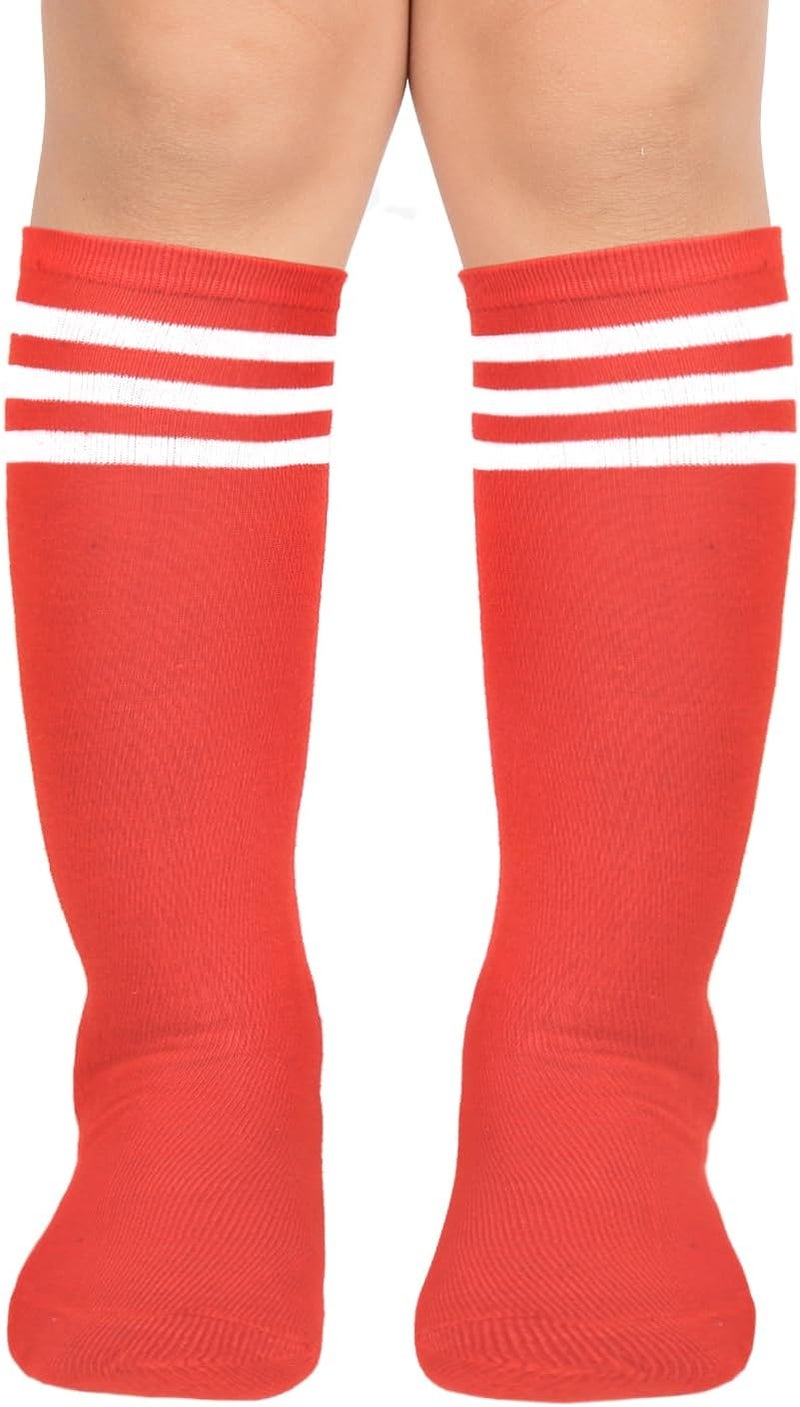 Benefeet Sox Kids Soccer Socks Toddler Knee High Tube Long Socks Soft for Girls Three Stripes Youth Cotton Soccer Socks - Image 1